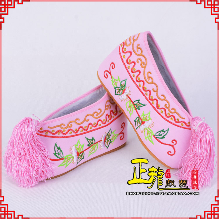 大竹花旦鞋女绣花彩鞋 舒适款草花内高彩鞋