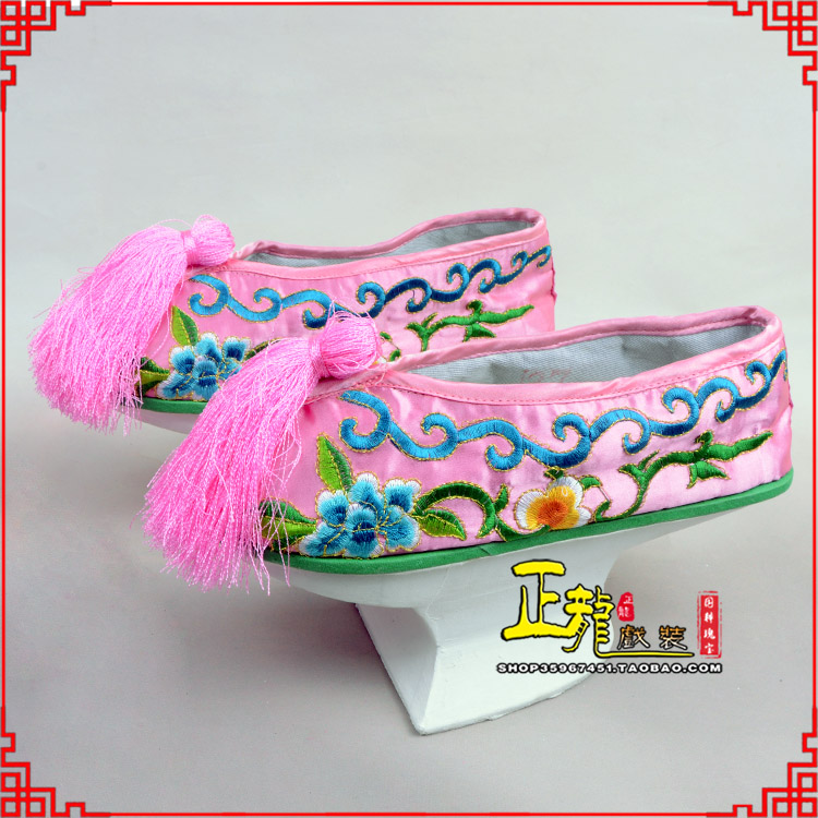 大竹京越剧戏鞋花盆底清朝皇后贵妃宫女花盆底 旗鞋