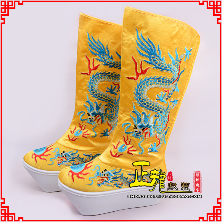 大竹皇帝龙靴变脸靴绣龙靴子厚底官靴 好龙高靴