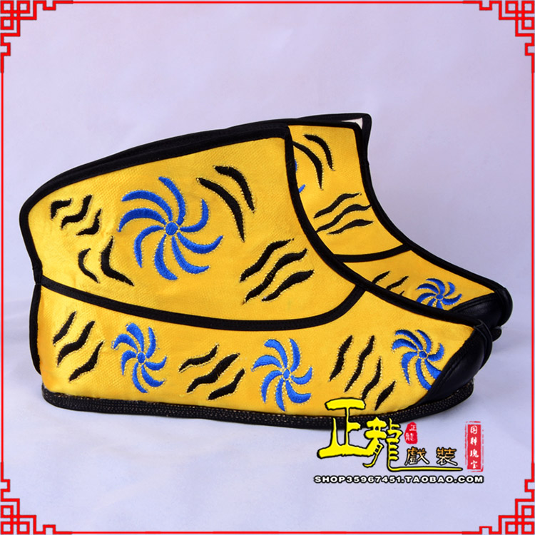 大竹.美猴王靴子虎纹靴金黄快靴 猴鞋