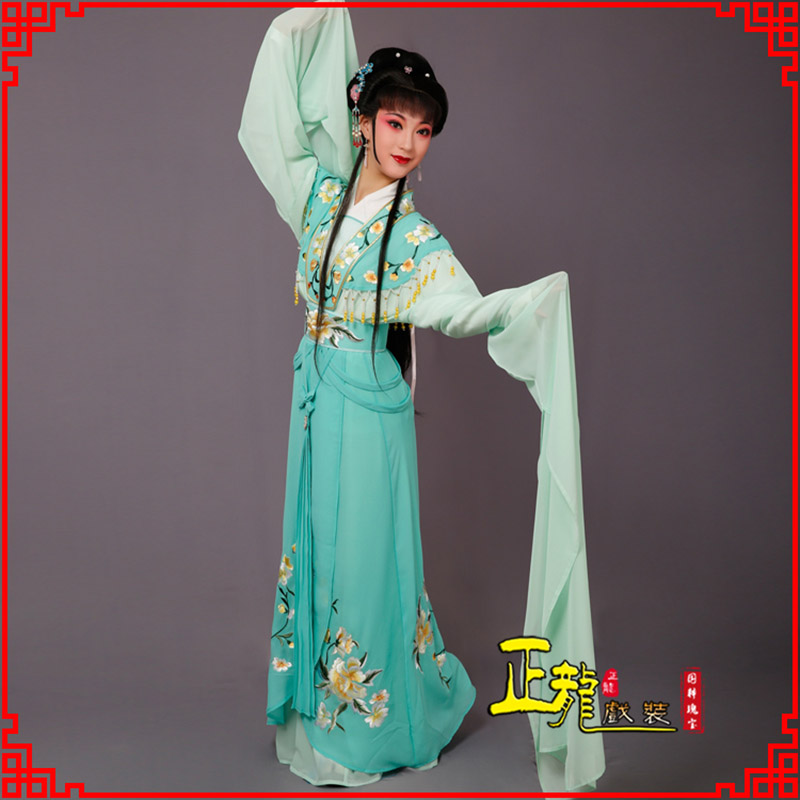 大竹青衣水袖戏服演出服 云肩花旦衣