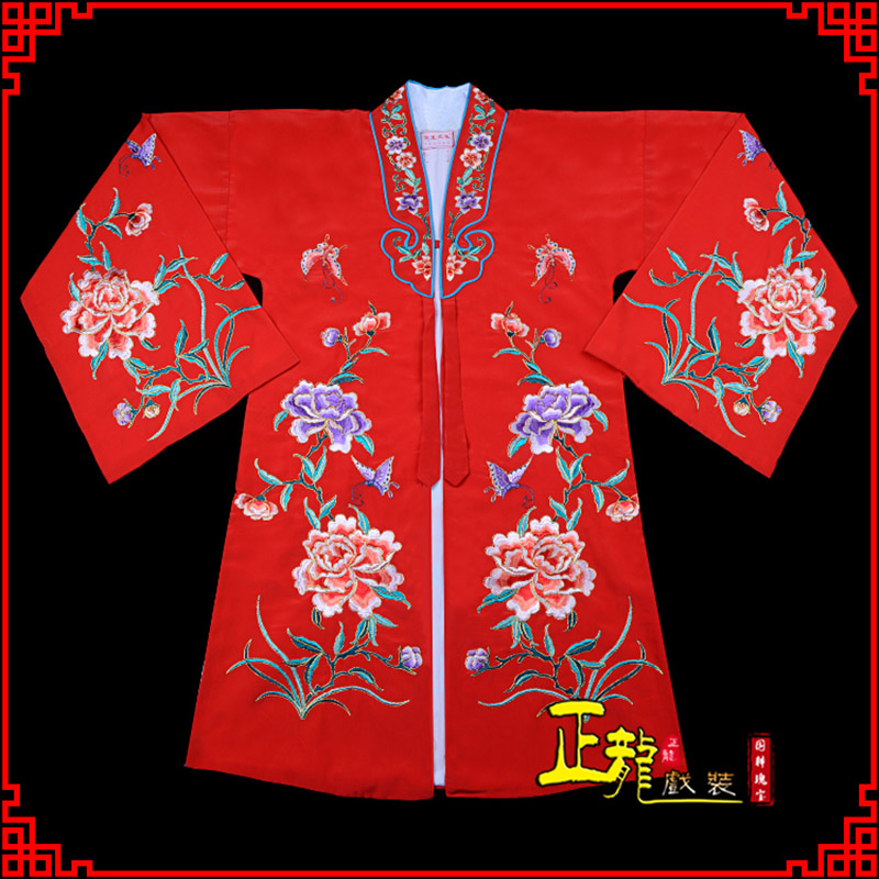 大竹青衣花旦戏服 好绉小叶牡丹女披